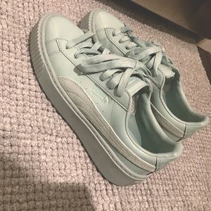 Puma Women's Basket Platform Patent Blue Surf